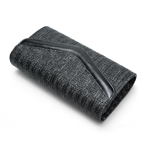 Straw Clutch Purse for Women Envelope Clutch Handbags for Summer Beach Evening Shoulder Crossbody Bag - color: Black