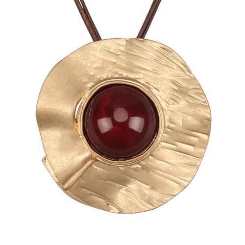 JAOYU Boho Necklace for Women Large Pendant Necklace Boho Long Choker Leather Gold Necklace Vintage Earthy Jewelry Trendy - style: Large Long Necklace