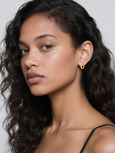 14K Gold Hoop Earrings for Women Hypoallergenic Lightweight Gold Huggie Hoop Earring Jewelry Gift - style: D-25mm
