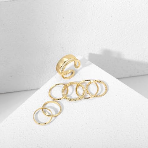 Simple Knuckle Rings Set for Women,Vintage Stackable Joint Finger Midi Rings Dainty Cute Rings Pack Festival Jewelry - color: B-Gold