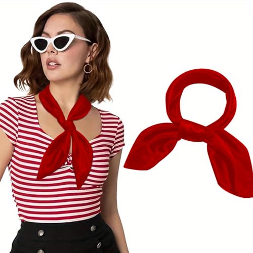 Ciormis 100% Mulberry Silk Scarf-Women's 21''/27''Square Silk Hair Head Scarf Neckerchief with Gift Packaged - color: 21''x 21''-style 20-red