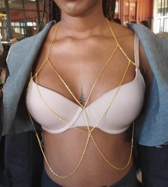 Gold Body Chain Necklace & Bikini Waist Bracelet for Women - style: Silver
