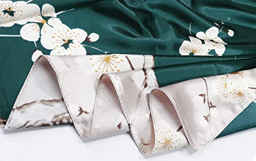 vabovin Satin Head Scarf for Women Silk Like Hair Scarf, 35 x 35 in | Silk Feel Fabric, Hair Wrap for Sleeping, Headscarf and Neck Scarf, Square Bandana Style, Fashion Accessory - color: 041 Gree Plum Blossom