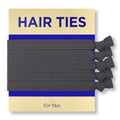 HAVHAF Knotted Mens Hair Ties - Charcoal, 5 Count. Wide(5 pcs), No damage Crease Breakage Man Bun Hair Tie Men with Long Hair, For Buns Curly Thick Elastic Hair Ties For Guys, Perfect hairtie For Men - color: Charcoal
