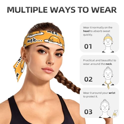 Sports Head Tie Westie Dogs Beach Summer Tropical Tie Sweatband Headband Men Women Elastic Bandana Adjustable Non-Slip Moisture Wicking for Running Football Yoga Workout Athletic Hair Ninja Head Band - color: Gudetama Cute