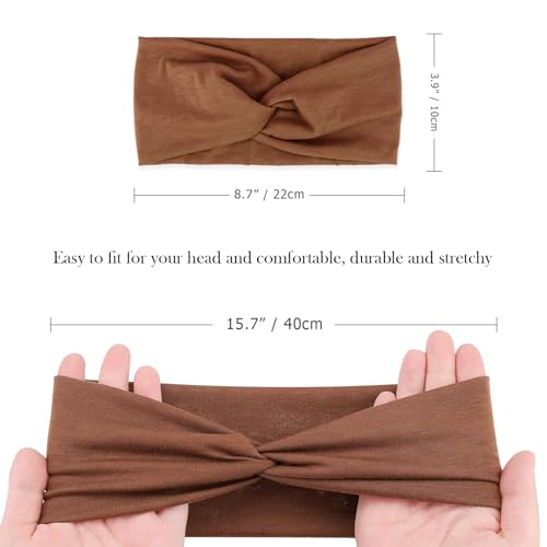 AQOKKA Elastic Knotted Headbands for Women Criss Cross Head Bands for Women's Hair Non Slip Boho Wrap Twisted Hair Accessories - color: 8 Sets ：G
