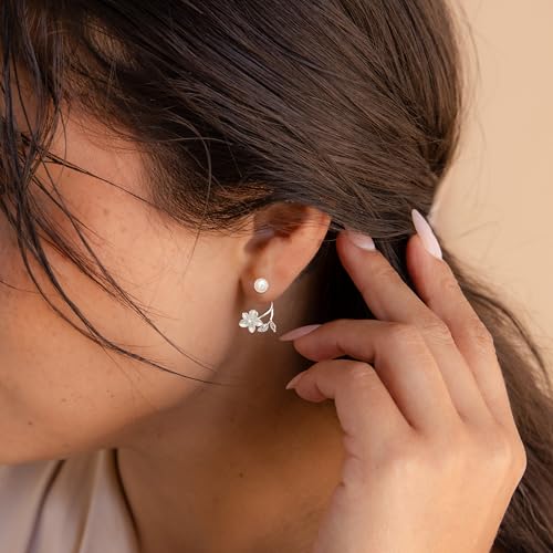 Pearl Earrings for Women, 14k Pearl Drop Dangle Earrings Gold Earrings for Women Trendy Cute Prom Bridal Earring Flower Long Earring Wedding Jewelry - color: style-1