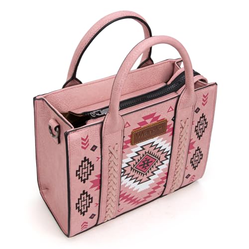 Wrangler Tote Bag for Women Western Purse and Aztec Satchel Handbag - color: Aztec Pink