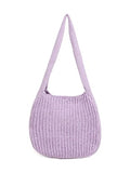 ENBEI Women's Crochet Tote Bag Knit Shoulder bag,Aesthetic Bag,Cute Eco-Friendly Tote for Travel,Daily Use,Gift Box Packaging - color: Purple
