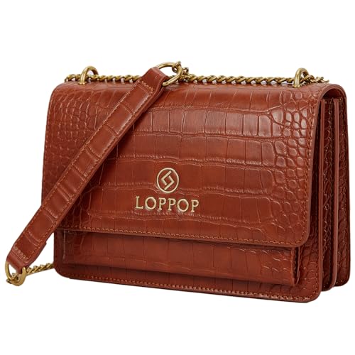 LL LOPPOP Women's Small Classy Crossbody Purse Top Handle Handbags Leather Satchel Bags for Women - color: C-brown(2052)