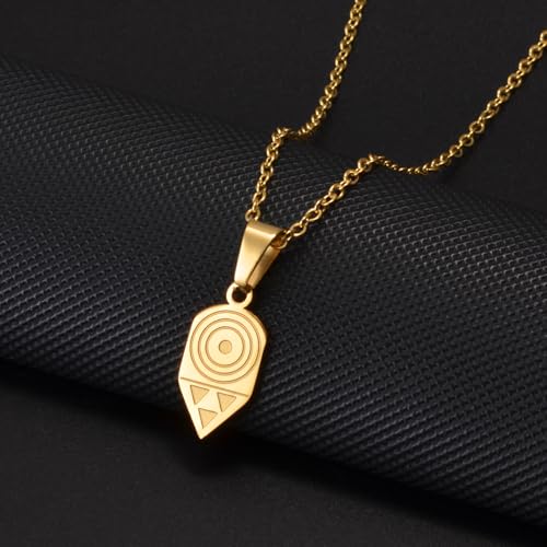 Pintadera Canaria Spain Traditional Ethnic Symbols Pendant Necklaces For Woman Jewelry - color: Gold Color 1