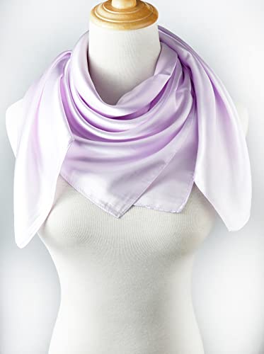 vabovin Satin Head Scarf for Women Solid Color, 35×35 in | Silk Feel Neckerchief, Hair Scarf, Fashion Bandana, Headscarf, Headband, Hair Wrap Sleeping, Daily Fashion Styling - color: 222 Lilac