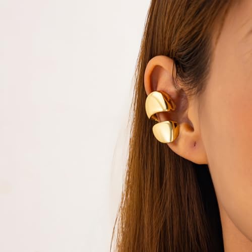 Ear Cuffs Non Piercing Earrings for Women Chunky Gold Ear Cuff Clip on Earrings Trendy Jewelry - style: style-C