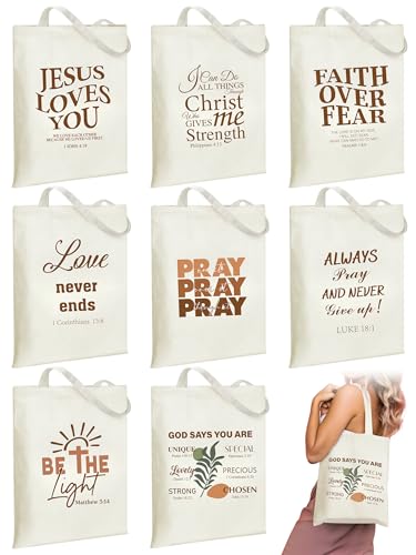 Christian Floral Tote Bags Bulk for Women Bible Verse Canvas Totes Religious Church Bags for Inspirational Gifts - color: Christian