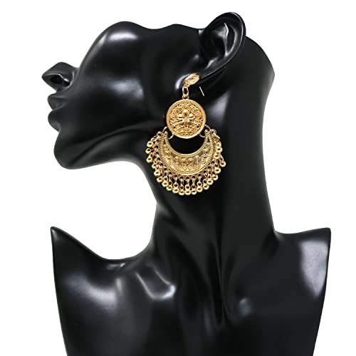 Honbay Bohemian Fashion Earrings National Style Retro Earrings Gypsy Dangle Earrings - color: Gold