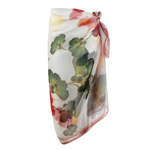 Womens Sexy Bohemian Floral Beach Cover Up Sarong Wrap Swimsuit Beachwear - color: Beige