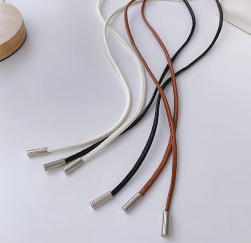 Womens Faux PU Leather Bead Rope Skinny Tie Belts for Skirt Dresses Jeans Pants Thin Dress Waist Belt - color: B Black