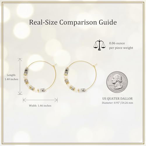 Natural Stone Beaded Hoop Earrings for Women, Boho Handmade Lightweight Hypoallergenic Trendy Summer Beach Accessories Fashion Jewelry Gift - color: Gray