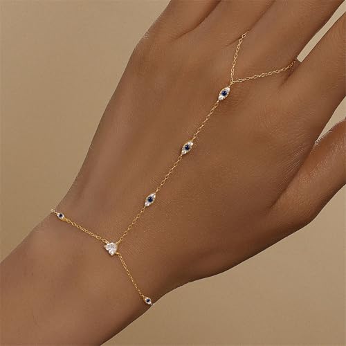 Hand Chain Gold Bracelets for Women Trendy Finger Ring Slave Bracelet Dainty Chain Hand Jewelry Trendy Gifts - color: B13:hand chain