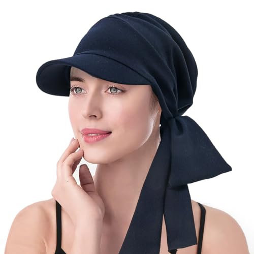 XYIYI Chemo Headwear for Womens Cancer Patients, Head Scarf Chemotherapy Headwraps Hat - color: Navy Blue
