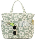 Bluboon Waterproof Beach Tote Pool Bags for Women Ladies Extra Large Carry On Bag With Wet Compartment for Weekender Travel - color: Flower 157 Green Gray