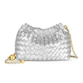 Joryin Woven Women's Crossbody Bag & Evening Purse, Trendy Dumpling Clutch & Hobo Cloud Shoulder Bag Trendy Dumpling Clutch - color: Woven Leather-silver