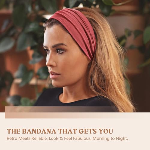 Awumbuk Wide Headbands for Women Knotted No Slip Head Bands Soft Turban Headband Hair Accessories Boho African Solid Color Head Wraps for Women Yoga Workout (Dark grey) - color: Dark grey