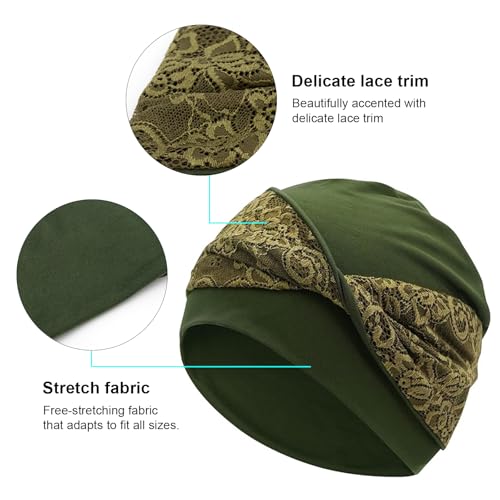 Women Knot Slouchy Beanie Chemo Hat Twist Stretch Cancer Head Wraps Sleep Head Scarf - color: Army Green
