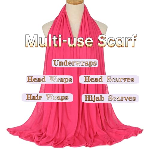 Head Wraps for Black Women, Breathable Headwrap Soft Long Hair Wraps Wide Headscarves for Locs Braids - color: Bright Pink