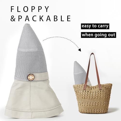 Women's-Mesh-Sun-Hats Wide-Brim Summer Beach Bucket Caps for Girls Outdoor-UV-Protection Foldable-Fishing-Hat Chin Strap - color: Gray