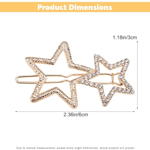 Star Hair Clips, 2 Pack 5cm Alloy Gold Metal Star Hair Clip for Women, Y2K Hair Accessories, Cute Stars Shaped Hair Clips for Daily Styling, Aesthetic Hair Clip Stars