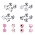 Mayhoop 16g Cartilage Earrings - Men Women Surgical Stainless Steel Tragus Piercing Jewelry Stud Hoop Forward Helix Rook Daith Conch Earrings - style: Pink