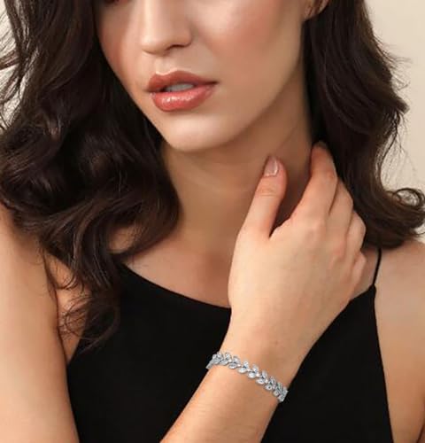 Tennis Bracelet for Women Cubic Zirconia Bracelets Adjustable Slider Bracelets - color: Silver