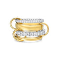 14K Gold Plating and Platinum Plating Stackable Interlocking Ring Set | Anti-Allergy Mixed Metal Multi-Ring Declaration Jewelry | Women's Festival Gift, Mother's Day/Birthday/Engagement Jewelry - size: 7, style: Four-layer ring