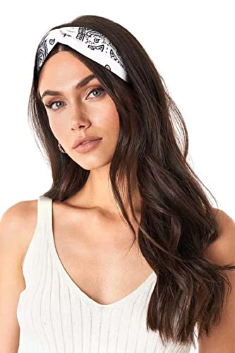 Huachi Bandana Headbands for Women Boho Twist Head Wraps, Elastic Hair Bandana Headband Summer Hair Accessories - color: Paisely Print & Solid Colors