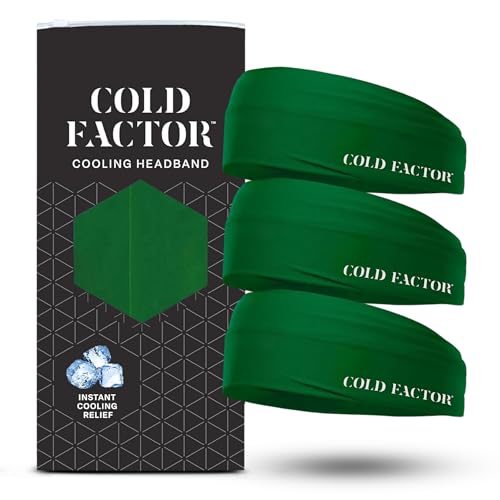 COLD FACTOR Cooling Headband for Women and Men – UPF 50+ Advanced Evaporative Comfort, Instant Cooling Sweatband for Outdoor Sports, Fitness, Yoga, Hiking, Running, and Workout - color: Hunter Green