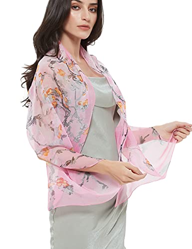 PANTONIGHT Long Chiffon Fashion Scarf Lightweight Chiffon Sheer for women - color: Pink 742