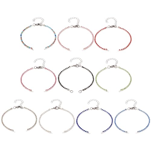 Adjustable Slider Bracelets Colorful Half Finished Bracelets Adjustable Beaded Bracelets DIY Friendship Bracelets for Women Jewelry Making Gifts Supplies - color: Multicolors-Crystal