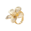 Dainty Large Flower Adjustable Ring for Women Gold Plated Elegant Floral Statement Stacking Finge Band Rings Wedding Party Fashion Jewelry