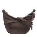 Women's Crescent Crossbody Bag – Large Capacity Suede Sling Bag, Travel Shoulder Bag for Women, Tote Purse - color: Dark Brown