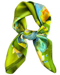 Saiusloa Neck Scarf For Womens Silky Head Scarves Hair Bandanas Square Scarf Fashion Accessories lightweight - color: 13-green Lotus Pond