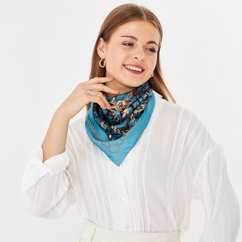 dscarf Womens Neck Scarf 21"x21" Small Square | Headband Scarf Ethnic Bandana Head Scarf Flowering Breathable Lightweight - color: Belt Design 6
