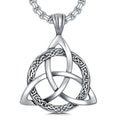 Celtic Necklace for men Sterling Silver Celtic Knot Triquetra Triangle Trinity Necklace Gift for Men - color: A-Silver