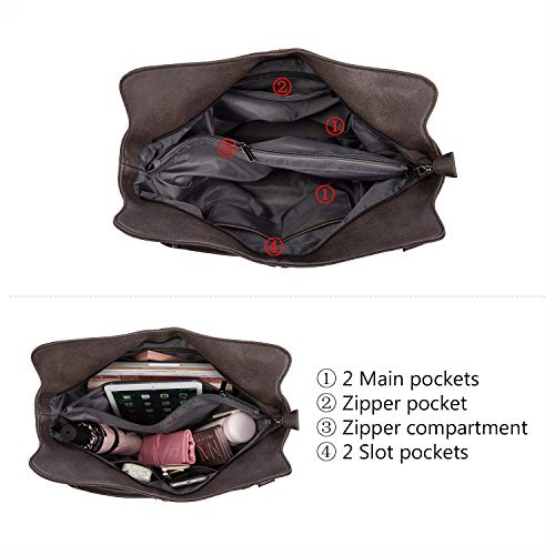 Tote Bag for Women PU Leather Shoulder Bags Fashion Hobo Bags Large Purse and Handbags with Adjustable Shoulder Strap - color: Coffee