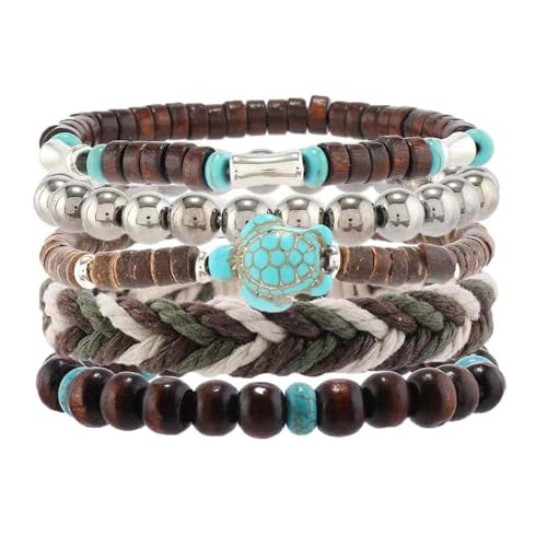 Bohemian Mix Bead Multi Layer Versatile Statement Bracelets Boho Stackable Beaded Strand Stretch Bangles Bracelets Sparkly Crystal Tassel Charm Jewelry Gift - style: Turtle