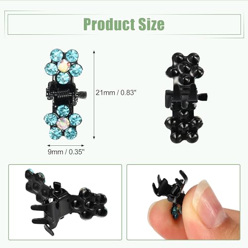 VOCOSTE 12 Pcs Mini Hair Claw Clip, Small Rhinestone Hair Clips, Metal Little Hair Clips for Women and Girl Flower Hair Accessories, Blue - color: Blue
