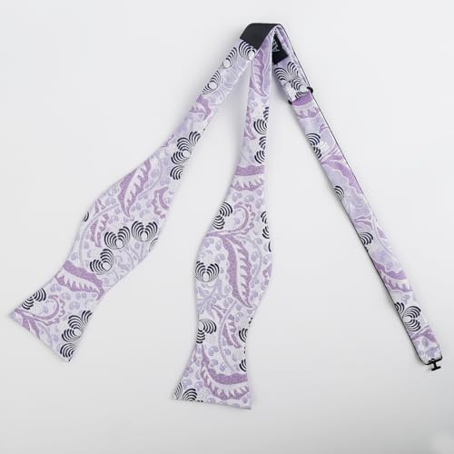 Alizeal Mens 2pcs Classic Floral Pattern Self-tied Bow Tie and Handkerchief Set - color: 035-lavender