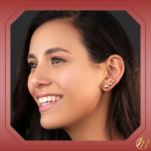 MASSETE Gold Ball Stud Earrings for Women and Girls | 10k, 14k | White Yellow or Rose Gold | 5mm -12mm | Nickel Free - color: 10K Rose Gold