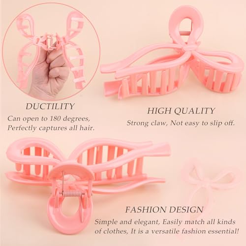 4 Pcs Bow Hair Clips Elegant Hair Claw Butterfly Hair Accessories for Girls Nonslip Butterfly Clips Hair Styling Accessories for Women - color: 4 Pcs-Glossy Style(Black,Pink,Burgundy,White)