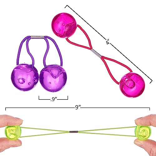 24pc Ponytailers Large Round Ponytail Balls Twin Bead Hair Fun Colorful | Elastics Bright Multicolored Twin Hair Beads Bauble Hair Ties Ponytail Holders, Toddler Kids- Pack - color: Round